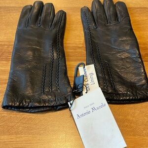Antonio Murillo NWT Black Cashmere Lined Gloves Genuine Leather Size 7